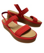 Rothys Sandal Womens 12 Lightweight Wedge Hot Red Woven Platform Ankle S... - €54,80 EUR