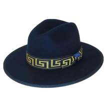 Men Bruno Capelo Hat Australian Wool Pinch Front Fedora Wesley WE974 Navy Gold image 4