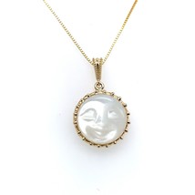 14k Yellow Gold 6.40ct Carved Genuine Natural Moonstone Pendant (#J5604) - £358.95 GBP