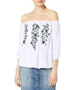 Love by Design Women&#39;s Off The Shoulder Embroidery Top, Bright White, L - $17.37 CAD