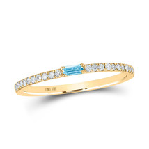 10kt Yellow Gold Womens Baguette Aquamarine Diamond Band Ring 1/5 Cttw - £220.47 GBP