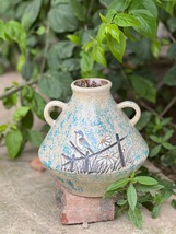 Pottery vase hand painting Vietnam H20cms - £67.70 GBP