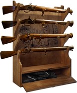 Four Gun Wooden Gun Display Rack With Cabinet Storage Compartment For Gun - $87.97
