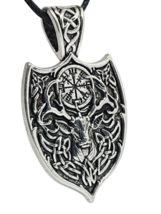 Viking Stag Vegvisir Halskette Anhänger Norse Stag Cernunnos Herne Heathen Cord - £10.79 GBP