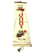 Vintage Cross Stitch Heralding Angels of JOY 19&quot; Christmas Bell Pull Wal... - €10,20 EUR