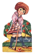 Vintage Valentine&#39;s Day Mechanical Card To my Dear One Girl Golfing Germany Golf - £31.33 GBP