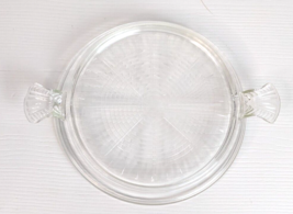 Vintage Fire King Glass Trivet clear 6.5 in diameter interior with handles USA - £7.90 GBP