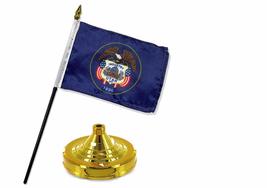 RFCO Utah State Flag 4&#39;&#39;x6&#39;&#39; Desk Set Table Stick Gold Base Best Garden Outdor D - £3.54 GBP