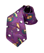 Franco Baretta Purple Golf Theme 100% Silk Neck Tie 56L 4W - €9,96 EUR