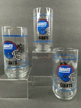 3 New York Giants Mobil NFL Tumblers Set Vintage 16 Oz Libbey Drink Bar ... - $29.37