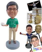 Personalized Bobblehead Dentist holding a teeth mold wearing scrub top and nice  - £72.74 GBP