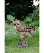 Long Eared Owl On Stump with Fluffed Feathers-Large-Garden Statue, Garde... - £141.97 GBP