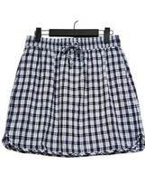 Madewell Small Navy Blue And White Curved-Hem Mini Skirt Plaid NEW  - $28.99