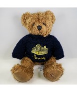Harrods Knightsbridge 12-Inch Teddy Bear Blue Knit Sweater Gold Embroidery