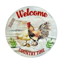 Welcome Country Time Charger Plate Rooster Hen Eggs Melamine 13-in Farmh... - $300.37 MXN