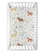 Sweet Jojo Designs Woodland Toile Baby Fitted Mini Portable Crib Sheet NEW