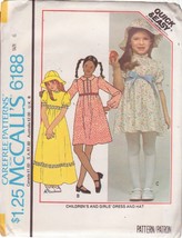 McCALL&#39;S PATTERN 6188 SIZE 6 GIRLS&#39; DRESS IN 2 LENGTHS, HAT UNCUT - £2.35 GBP