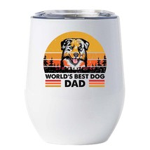 World&#39;s Best Aussie Dog Dad Wine Tumbler 12oz White Cup Gift For Dog Pet Lover - £18.44 GBP