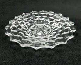 Fostoria glass Salad Plate, 7 1/2&quot; American 3D Cube Design, Pointy Rim, Starburs - £9.99 GBP