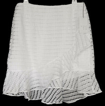 A New Day Womens White Tiered Ruffle Skirt 10 Lined Asymmetrical Patterned NWT - $21.40