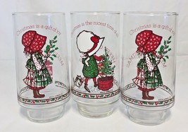  3 Vintage Holly Hobbie Glasses Ltd Ed American Greetings Coca-Cola Christmas - £8.53 GBP