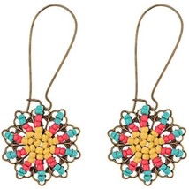 Boho Beaded Flower Earrings Blue,Red Yellow NEW! - £7.32 GBP