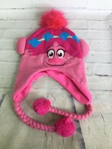Dreamworks Trolls Poppy Youth Girls Knit Beanie Laplander Hat Cap Pink OSFM - £11.07 GBP