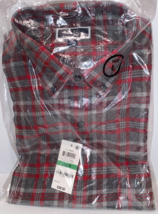 Plaid Flannel Shirt Club Room Mens LARGE Long Sleeve Button Down Charcoal / Red - £31.16 GBP