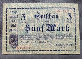  German 5 Mark from 1918 Kriegsnotgeld Der Stadt Elberfeld Uncirculated ... - £3.98 GBP