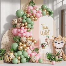 Pink Leopard Jungle Safari Balloons Garland Arch Kit 147Pcs Leopard Printed Pink - £20.03 GBP