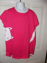 Girl&#39;s Lands&#39; End Pink Short Sleeve Cat Shirt Size XL (16) Girl&#39;s EUC - £11.08 GBP
