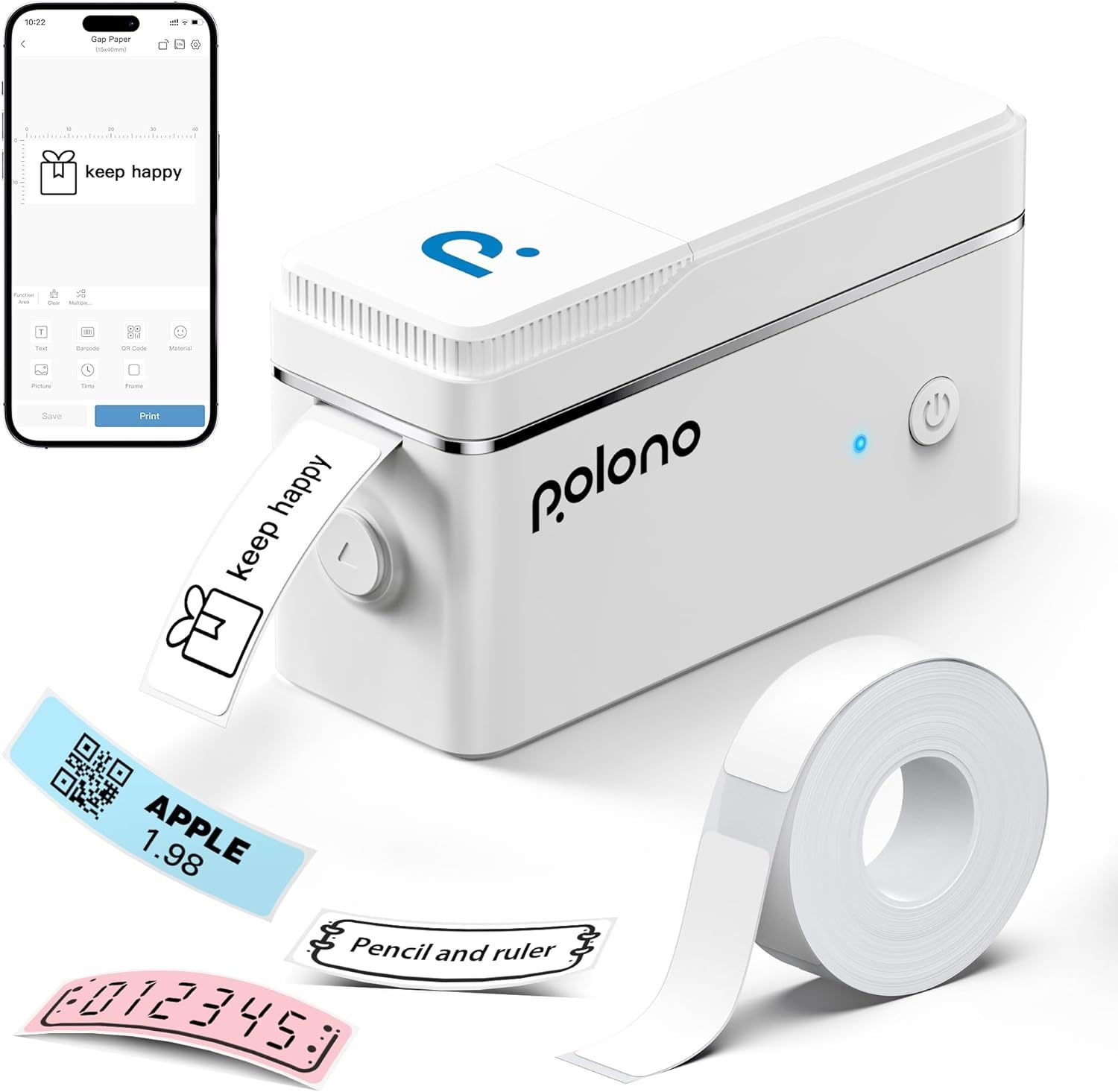 Polono P31S Label Maker Machine With Tape, Portable Thermal Printer,, White - $33.99