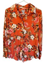 Chicos Size 1 Sandwash Oasis Paradise Satin Shirt Womens Size Medium 8 Spring - £19.65 GBP