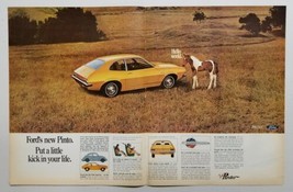 1970 Print Ad The Ford Pinto 2-Door Baby Horse in Field with Car - $11.68