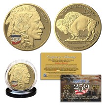 America 250th Anniversary Buffalo Indian Head Golden Proof Privy Coin - $19.95