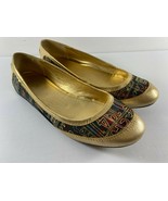 COACH Ballet Flats Gold Tartan Plaid True Graffiti Logo Shoes US 7.5 B S... - $54.02 CAD