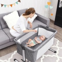 Travel Portable Baby Bed Side Sleeper  Bassinet Crib with Carrying Bag-Gray - C - £127.48 GBP