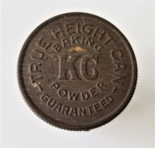 antique KC BAKING POWDER TIN paper LABEL embossed LID kitchen primitive can - £33.08 GBP