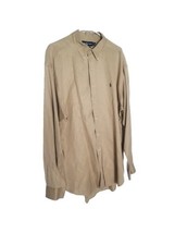 Ralph Lauren Blake Button Down Shirt Silk Linen Blend Khaki Tan Men XL - £18.42 GBP