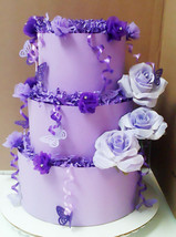 Lavender Purple Butterflies Themed Baby Shower 3 Tier Diaper Cake Centerpiece - £47.80 GBP
