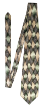 Vintage Pierre Balmain Couture 100% Silk Men&#39;s Necktie - Emerald Green/Tan/Brown - £7.42 GBP