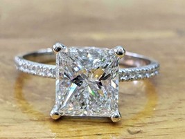 Princess Cut 2.35Ct Diamond 14k White Gold Finish Engagement Ring in Size 7.5 - £111.89 GBP