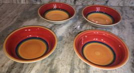 Royal Norfolk 7 1/2”Soup Cereal Bowls Set Of 4 Mango Red/Orange-Brand Ne... - $69.18