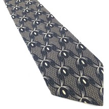 MBP Men&#39;s 100% Silk Tie 58.5&quot; x 3.75&quot; Gray with Blue Geometric Design USA - £10.64 GBP