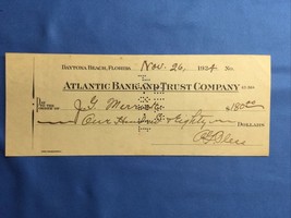 1924 Atlantic Bank And Trust Company Daytona Beach Florida Obsolete Chec... - £15.63 GBP
