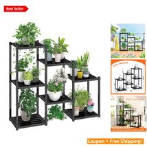 Versatile 7-Tier Black Plant Holder - Durable Waterproof Indoor/Outdoor ... - $96.97
