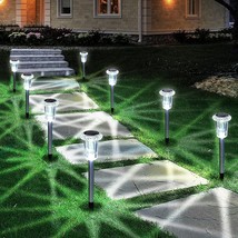 Solar Outdoor Lights 10 Pack Waterproof Stainless Steel Solar Stake Lights for P - $27.64
