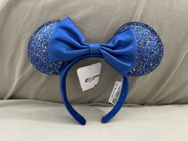 Disney Parks Blue Bow Sequin Sparkle Ears Minnie Mouse Headband NEW - £39.25 GBP