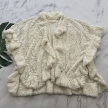 Pretty Angel Faux Fur Shrug Cardigan Sweater One Size New White Floral Open - £35.03 GBP