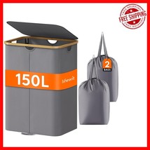 Aesthetic 150L Laundry Basket with Bamboo Handles - Perfect for Dorms - $1,178.47 MXN